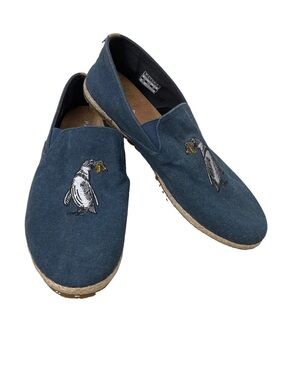 Patara Seeker Slip On Shoes Men’s 14 Blue Canvas Cork Foam Insoles Penguin Fish